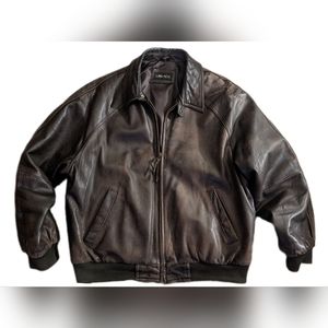 Lineage black leather bomber jacket